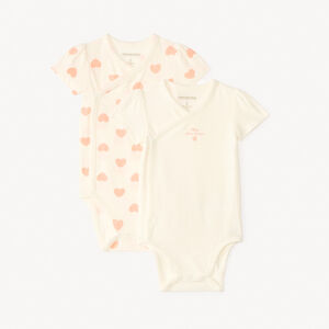 Lot de 2 bodies manches courtes motifs cœurs pour bébé fille 