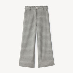 Pantalon large fille en flanelle avec cœur en strass 