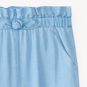 Pantalon large coupe paper bag avec nœud fille 