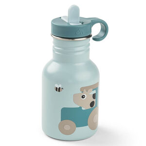 Gourde inox avec paille Tiny Farm Bleu 350ML 