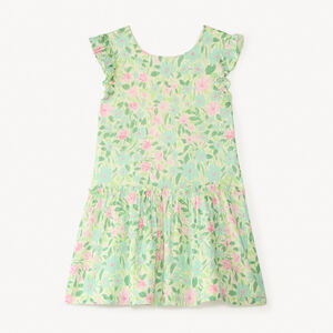 Robe manches courtes imprimé fleurie avec ouverture dans le dos pour fille 