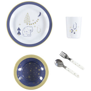 Coffret repas pour enfant en porcelaine Fiona le Flamant - 5 pcs