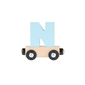 Lettre "N" wagon en bois - bleu 