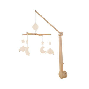 Mobile musical en bois lunes/nuages Uni vanilla 