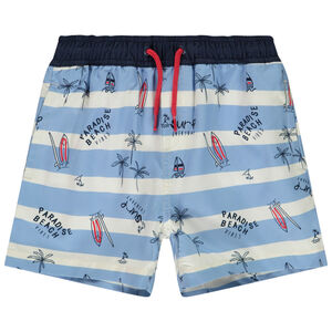 Short de bain rayé imprimé fantaisie pour garçon 