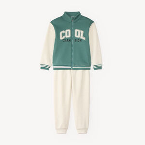 Ensemble jogging garçon avec gilet à manches contrastées 