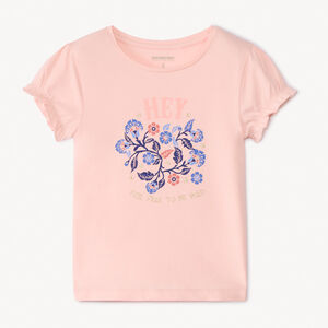T-shirt manches courtes print fleuri pour fille 