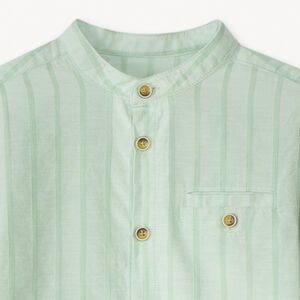 Chemise manches longues rayée col mao garçon 