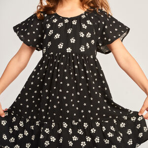 Robe manches courtes volantées imprimé fleurs pour fille 