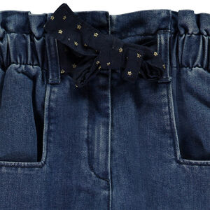 Jean paperbag en denim avec ceinture fantaisie pour fille 