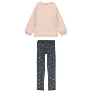 Ensemble jogging molleton motifs fleurs fille 
