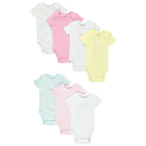 Lot de 7 bodies manches courtes fantaisies pour bébé fille  