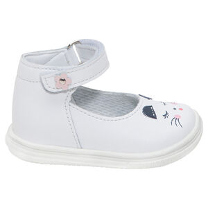 Babies en cuir avec lanière à scratch et print chat 