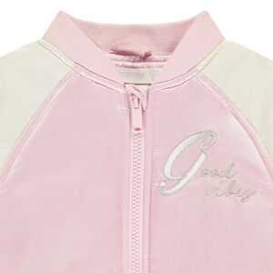 Blouson teddy bicolore avec écriture brodée pour fille 