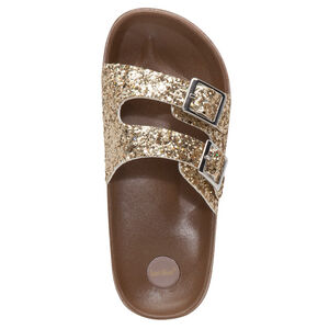 Sandales pour fille à paillettes dorées et boucles 