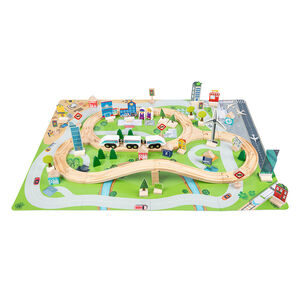 Circuit de train en bois 100 pièces 