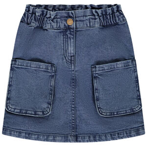 Jupe courte denim à grosses poches plaquées pour fille  