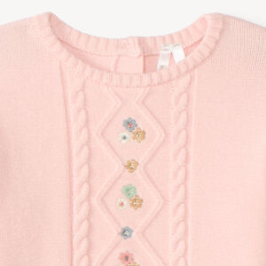 Pull bébé fille 2-en-1 avec broderies fleuries 