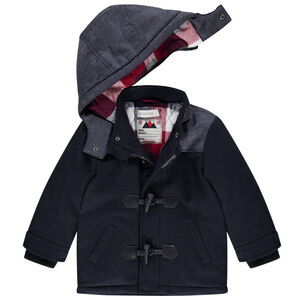 Parka style duffle coat bi-matière doublée flanelle 