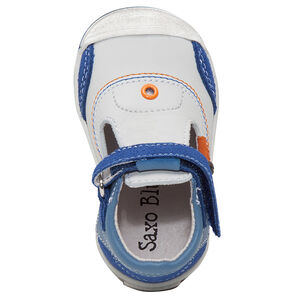 Salomés en cuir avec empiècements contrastés 