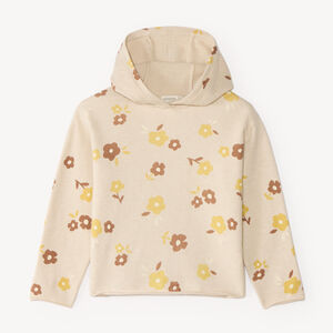 Sweat fille à capuche avec fleurs et manches longues 