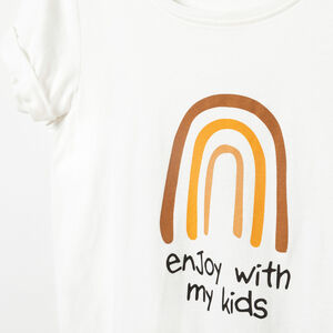 T-shirt de grossesse manches courtes à texte printé "Enjoy with my kids" 