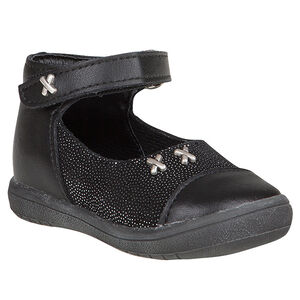 Babies en cuir coloris noir avec strass et rivets 