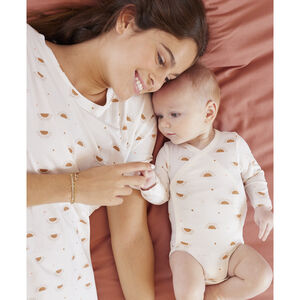 Pyjama de grossesse et d'allaitement en coton oeko-tex - Fuschia/Bleu -  Reste L - NUIT ET HOMEWEAR DE GROSSESSE - maman-cigogne