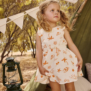 Robe manches courtes en tetra imprimé fantaisie pour bébé fille 