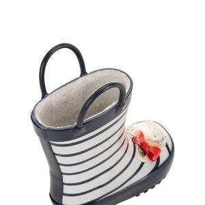 Bottes de pluie rayées avec anse et patch fantaisie pour fille 