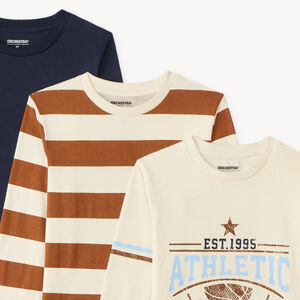 Lot de 3 t-shirts garçon manches longues fantaisie 