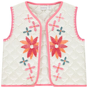 Gilet sans manches en voile brodé fantaisie pour fille  