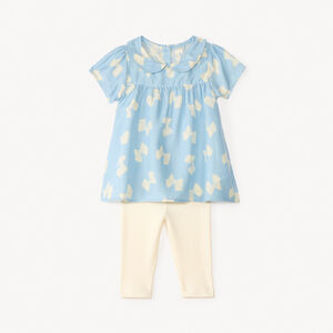 Ensemble 2 pièces tunique col Claudine + pantalon corsaire pour bébé fille 