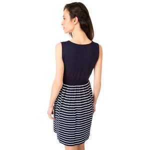 Robe de grossesse sans manches à rayures style marin 