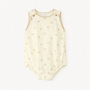 Barboteuse en gaze de coton imprimé ourson pour bébé garçon 