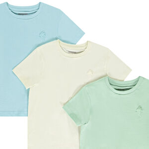 Lot de 3 t-shirts manches courtes unis avec print garçon 
