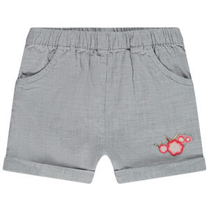 Short à mini carreaux et broderie fleurs pour bébé fille 