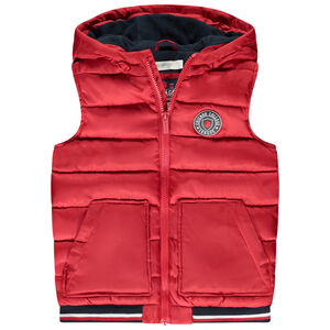 Doudoune sans manches à capuche badge gomme pour garçon 