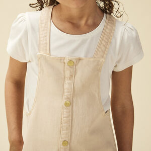 Robe salopette en jean à boutons décoratifs pour fille 