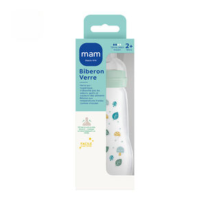 Biberon en verre 0/6 mois 260ml – tétine débit 2 