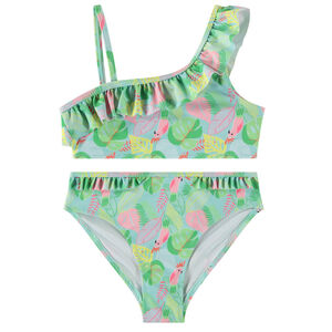 Maillot de bain 2 pièces asymétrique imprimé jungle pour fille 
