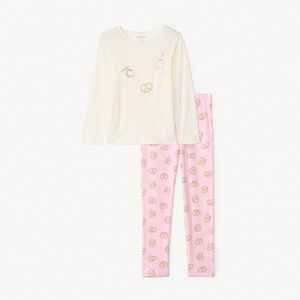 Set pyjama long motif bretzels kawaii pour fille 