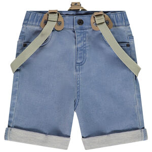 Bermuda en denim avec bretelles amovibles pour bébé garçon 