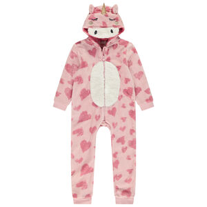 Surpyjama en sherpa avec capuche licorne et imprimé pour fille 