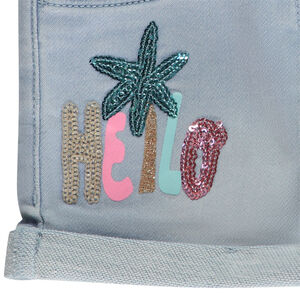 Short effet jean motif "Hello" fantaisie pour fille 