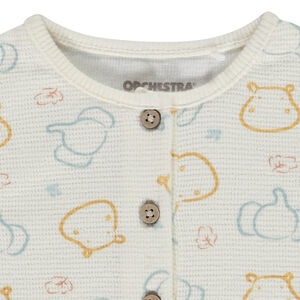 Barboteuse nid d'abeille sans manches imprimé animaux pour bébé garçon 