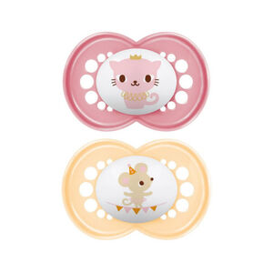 Lot de 2 sucettes silicone Original 18M+ animaux (modèle aléatoire) 