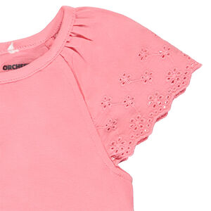 T-shirt manches courtes en broderie anglaise pour bébé fille 