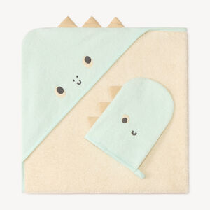 Set de bain cape + gant dinosaure pour bébé garçon 