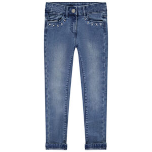 Jean slim effet denim contrecollé polaire pour fille  